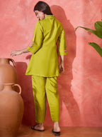 Joban Fashion Green Silk Embroidered Readymade Kurta Set | Grocsy