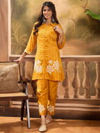 Joban Fashion Mustard Silk Embroidered Readymade Kurta Set | Grocsy