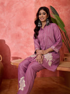 Joban Fashion Purple Silk Embroidered Readymade Kurta Set | Grocsy