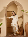 Joban Fashion Off White Silk Embroidered Readymade Kurta Set | Grocsy