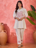 Joban Fashion Off White Silk Embroidered Readymade Kurta Set | Grocsy