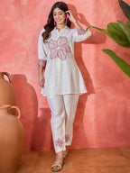 Joban Fashion Off White Silk Embroidered Readymade Kurta Set | Grocsy