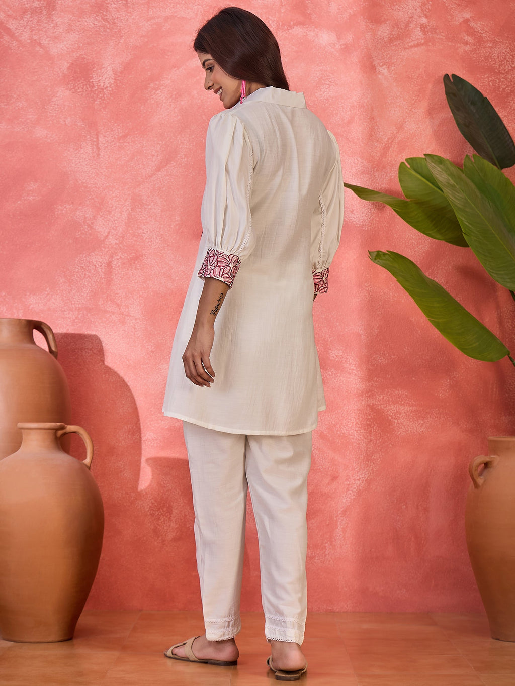 Joban Fashion Off White Silk Embroidered Readymade Kurta Set | Grocsy