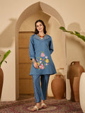 Joban Fashion Blue Silk Embroidered Readymade Kurta Set | Grocsy