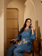 Joban Fashion Blue Silk Embroidered Readymade Kurta Set | Grocsy