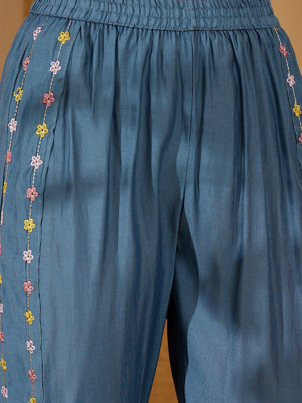 Joban Fashion Blue Silk Embroidered Readymade Kurta Set | Grocsy