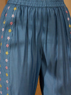 Joban Fashion Blue Silk Embroidered Readymade Kurta Set | Grocsy