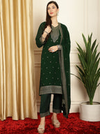 Stylee Lifestyle Green Georgette Embroidered Suit Set | Grocsy