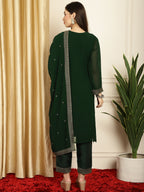 Stylee Lifestyle Green Georgette Embroidered Suit Set | Grocsy