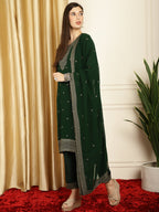 Stylee Lifestyle Green Georgette Embroidered Suit Set | Grocsy