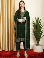 Stylee Lifestyle Green Georgette Embroidered Suit Set | Grocsy