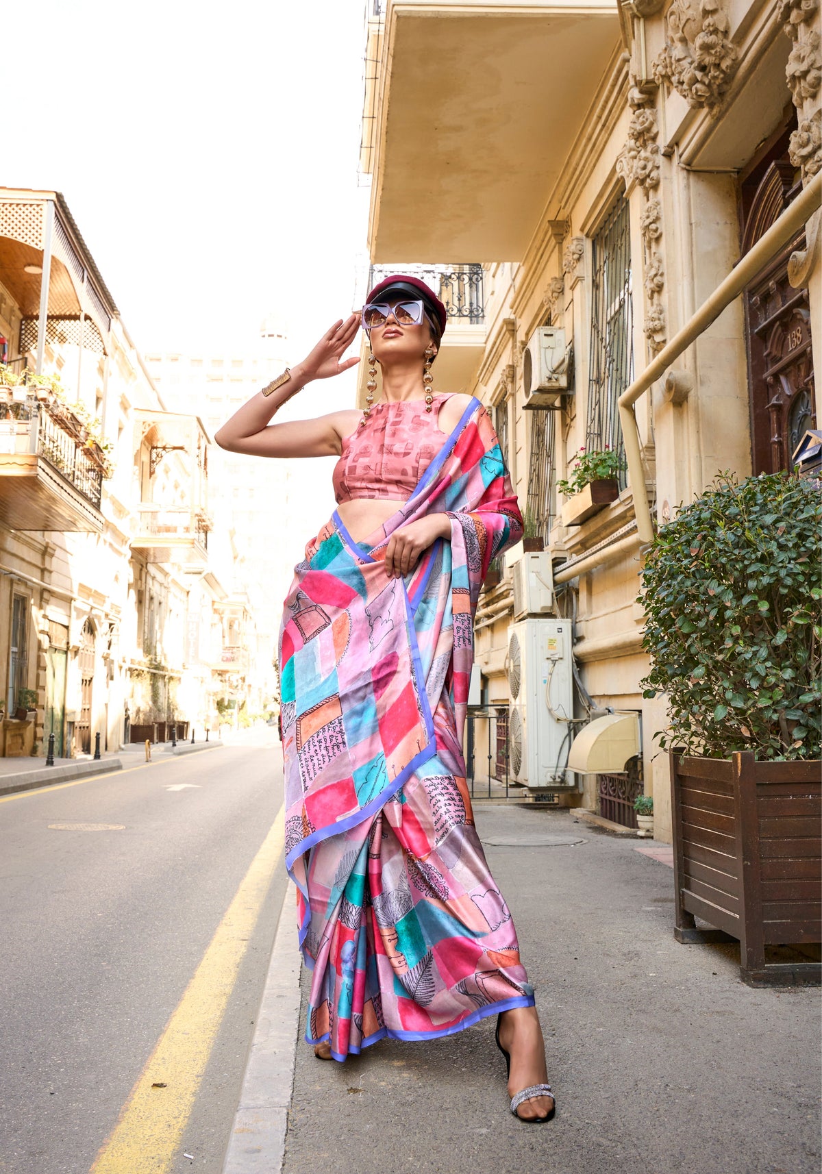 Monjolika Fashion Elegant Multi Colour Satin Georgette Lightweight Saree | Grocsy