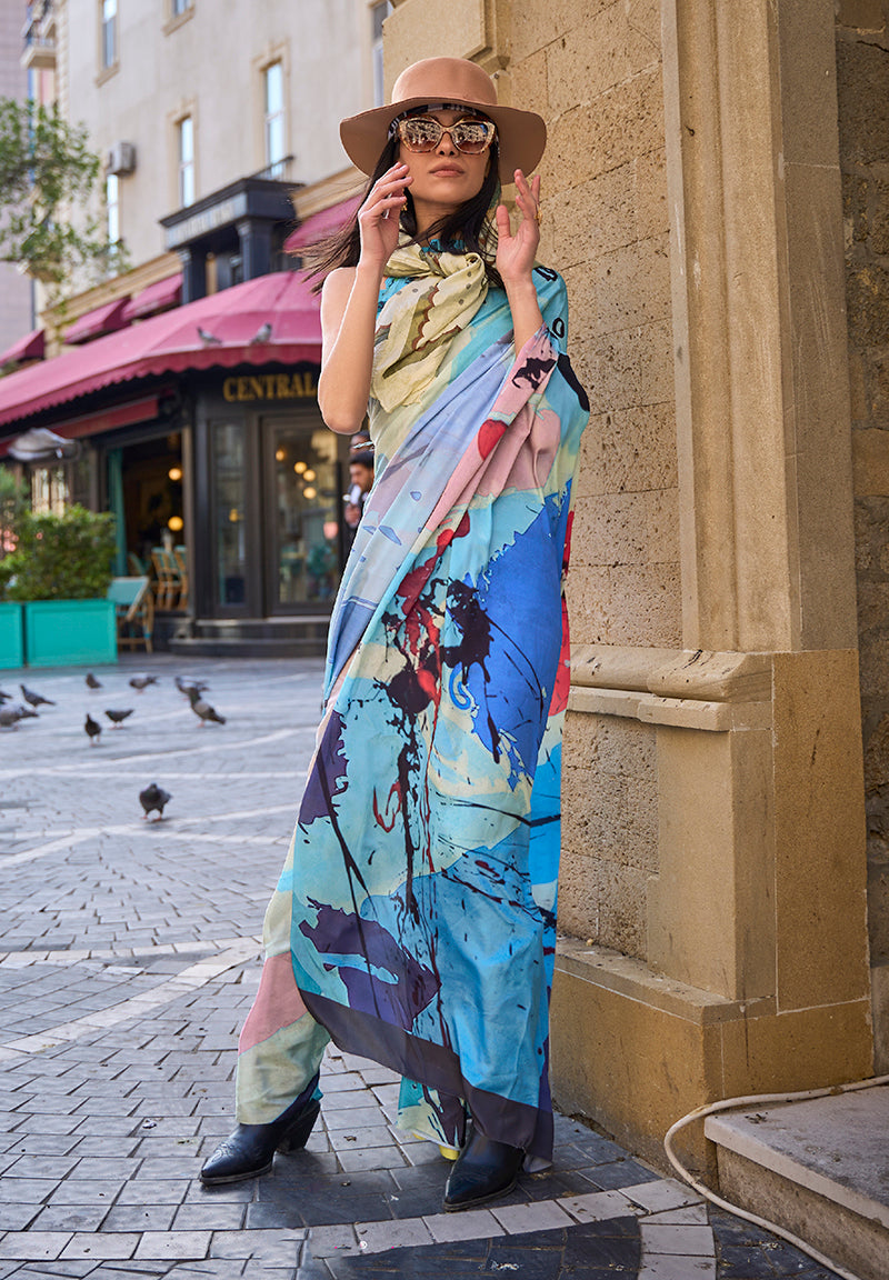 Monjolika Fashion Sophisticated Multi Colour Crepe Silk Elegant Saree | Grocsy