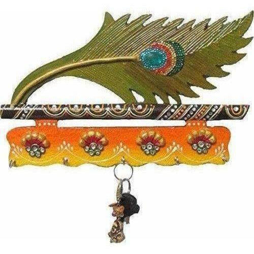 Jaipur Crafts Beautiful MorPankhi Wooden Key Holder | Grocsy