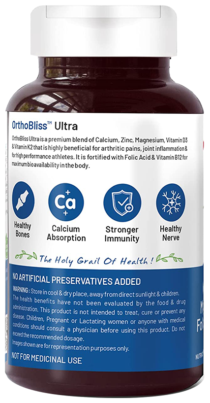 Bliss Welness Joint Health Calcium + Zinc Megnesium + D3 + K2 Veg Tablet | Grocsy