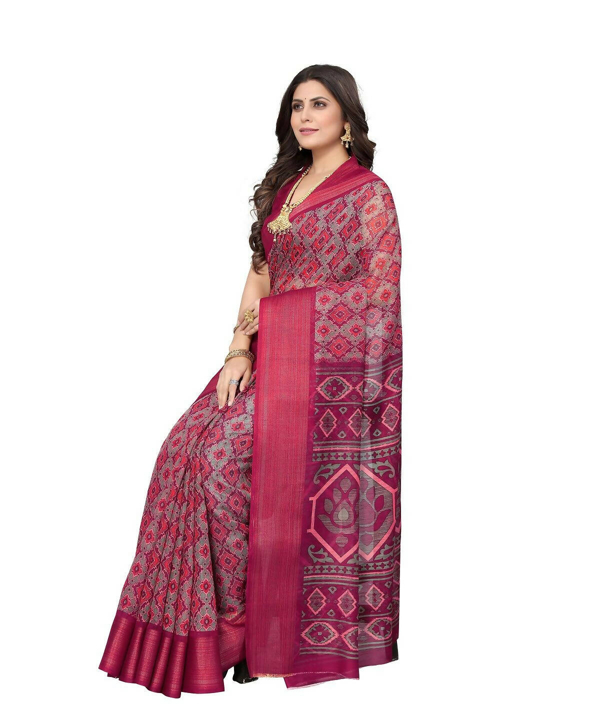 Vamika Cotton Pink Jari Border Bollywood Style Saree (VASU PINK) | Grocsy