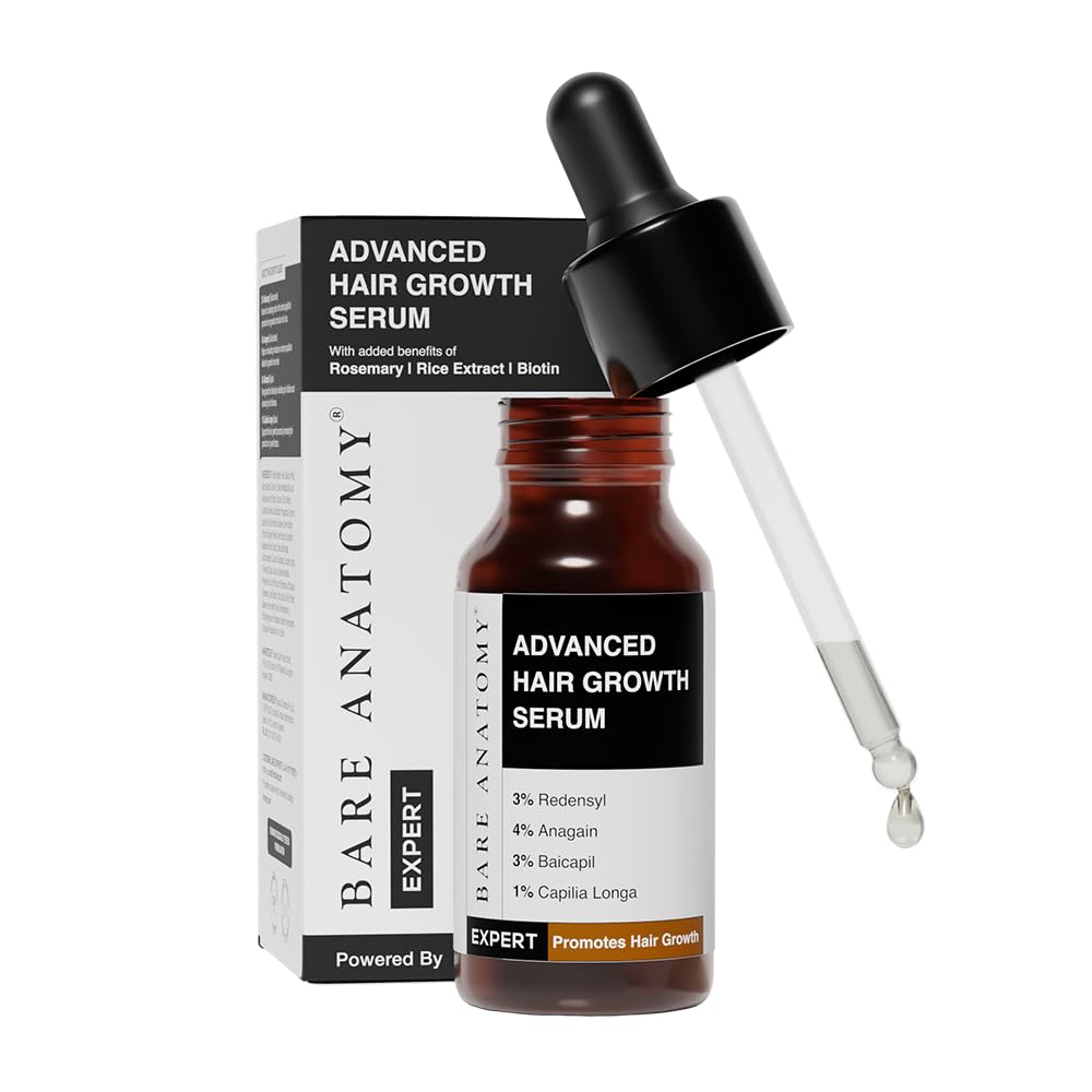Bare Anatomy Advanced Hair Growth Serum for Scalp 3% Redensyl, 4% Anagain, 3% Baicapil | Grocsy