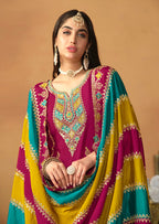 Monjolika Fashion Faux Georgette Embroidered Trendy Salwar Suit In Magenta | Grocsy