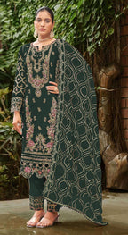 Anaita D Green Faux Georgette Suit with Embroidery & Sequence Work | Grocsy