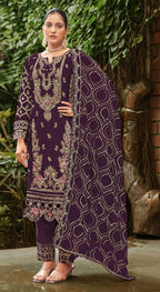 Anaita Purple Faux Georgette Suit with Embroidery & Sequence Work | Grocsy