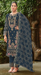 Anaita Navy Faux Georgette Suit with Embroidery & Sequence Work | Grocsy