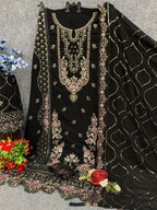 Anaita Black Faux Georgette Suit with Embroidery & Sequence Work | Grocsy