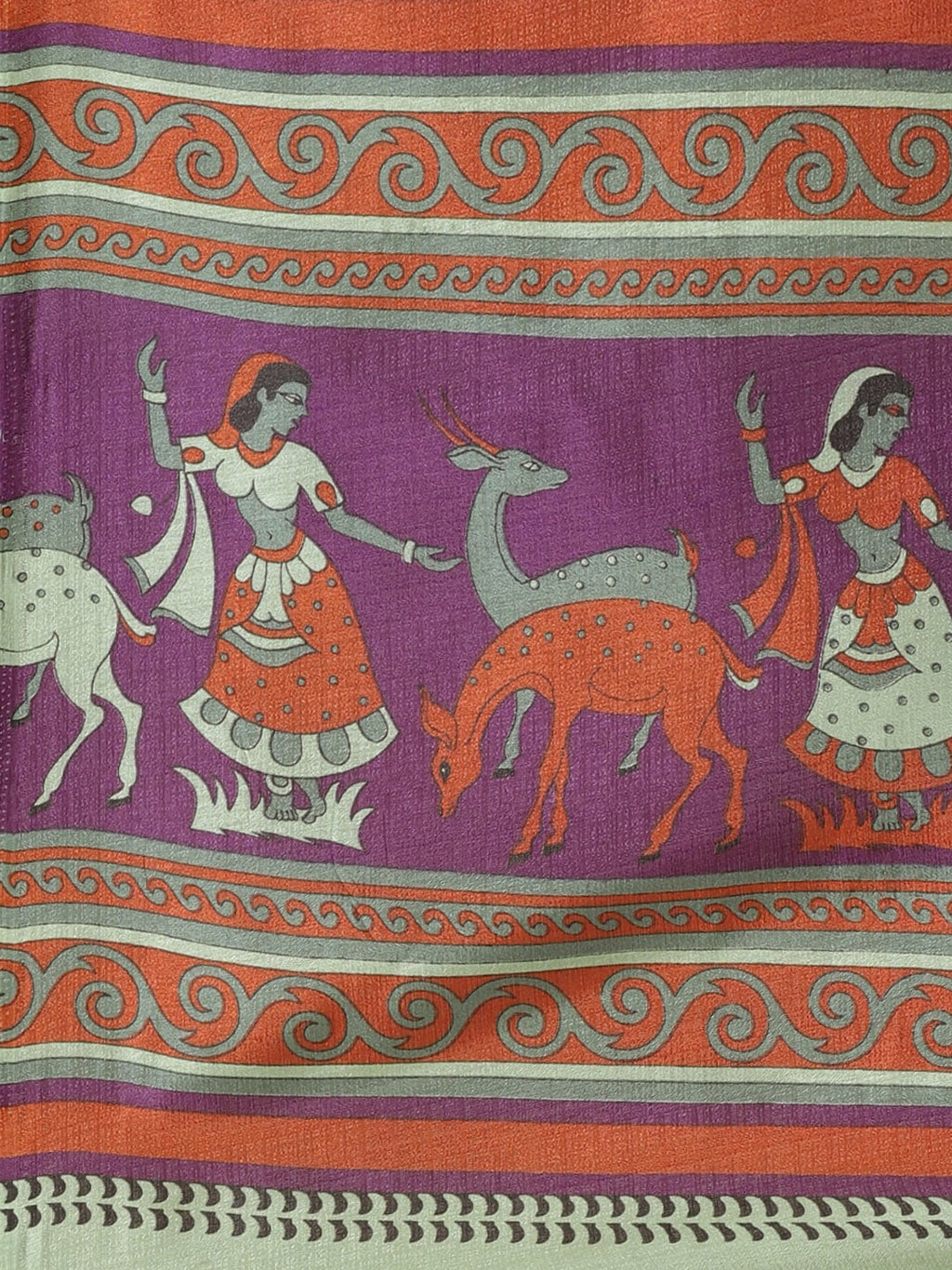 Saree Mall Green & Purple Ethnic Motifs Print Bhagalpuri Saree | Grocsy
