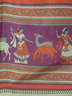 Saree Mall Green & Purple Ethnic Motifs Print Bhagalpuri Saree | Grocsy