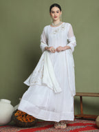 Stylee Lifestyle Off White Organza Embroidered Gown Style | Grocsy