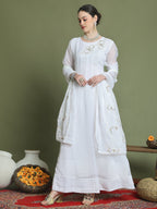 Stylee Lifestyle Off White Organza Embroidered Gown Style | Grocsy
