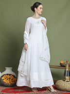 Stylee Lifestyle Off White Organza Embroidered Gown Style | Grocsy