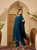Joban Fashion Teal Silk Embroidery Readymade Kurta Set | Grocsy