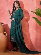 Joban Fashion Green Silk Embroidery Readymade Kurta Set | Grocsy