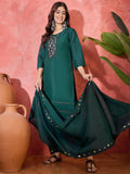 Joban Fashion Green Silk Embroidery Readymade Kurta Set | Grocsy