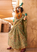 Monjolika Fashion Stunning Light Green Colour Printed Tissue Designer Saree | Grocsy