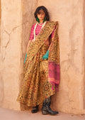Monjolika Fashion Stunning Mustard Colour Printed Tissue Designer Saree | Grocsy