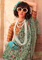 Monjolika Fashion Stunning Sea Green Colour Printed Tissue Designer Saree | Grocsy