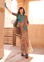 Monjolika Fashion Stunning Beige Colour Printed Tissue Designer Saree | Grocsy