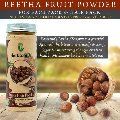 HerbtoniQ 100% Natural Reetha Fruit Powder (Soapnut/sapindus Mukorossi) For Hair Pack 150g (Pack of 4) | Grocsy