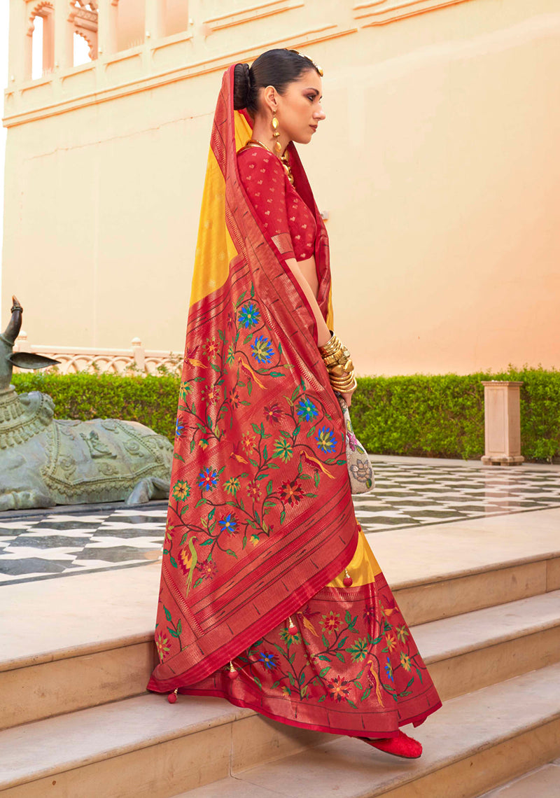 Monjolika Fashion Mustard Colour Soft Silk Sarees With Traditional Motifs | Grocsy
