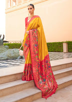 Monjolika Fashion Mustard Colour Soft Silk Sarees With Traditional Motifs | Grocsy