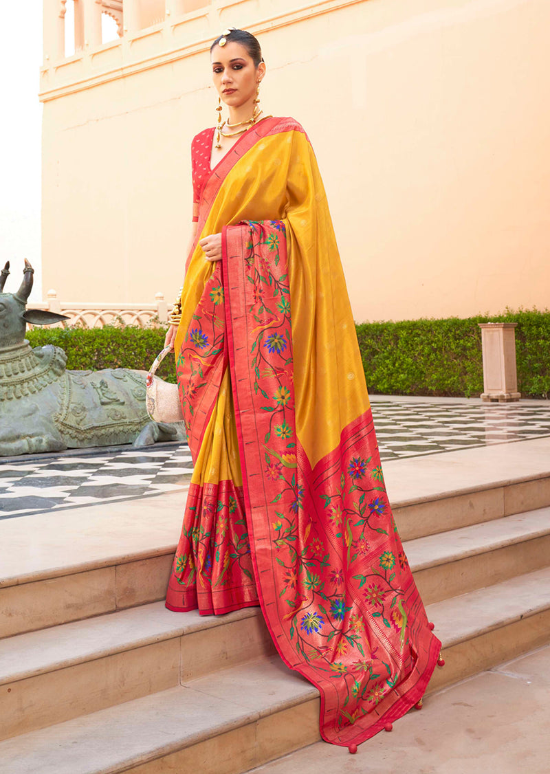 Monjolika Fashion Mustard Colour Soft Silk Sarees With Traditional Motifs | Grocsy