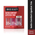 Swiss Beauty Satin Comfort Lipstick Trio 3-In-1 Combo - Pink And Mauve | Grocsy