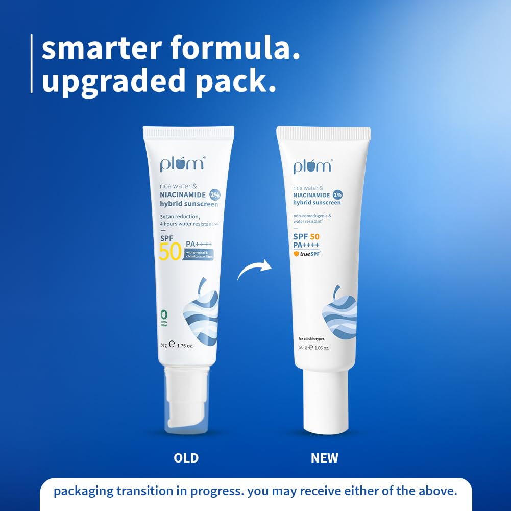 Plum Bestselling 2% Niacinamide & Rice Water SPF 50 PA+++ | Grocsy