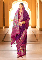 Monjolika Fashion Purple Colour Soft Silk Sarees With Traditional Motifs | Grocsy