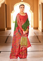 Monjolika Fashion Mehendi Colour Soft Silk Sarees With Traditional Motifs | Grocsy