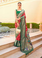 Monjolika Fashion Crimson Colour Soft Silk Sarees With Traditional Motifs | Grocsy