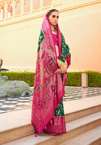Monjolika Fashion Dark Green Colour Soft Silk Sarees With Traditional Motifs | Grocsy