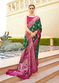 Monjolika Fashion Dark Green Colour Soft Silk Sarees With Traditional Motifs | Grocsy