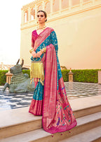 Monjolika Fashion Blue Colour Soft Silk Sarees With Traditional Motifs | Grocsy